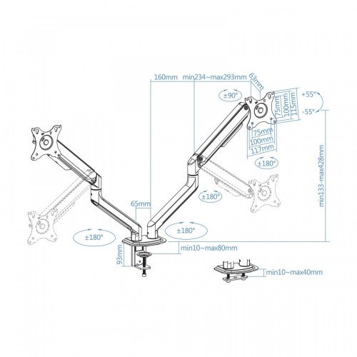 SOPORTE MESA PANT GIRA INCLI 2 BRAZOS 17-32 BLANCO