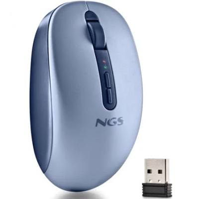 Ratón Ergonómico Inalámbrico NGS Fog Dual FOGDUALBLUE Silencioso/ Hasta 1600 DPI/ Azul