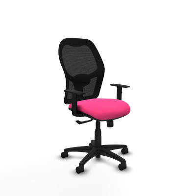Alocén sincro malla negra similpiel rosa brazos 1D base poliamida ruedas nailon 50mm