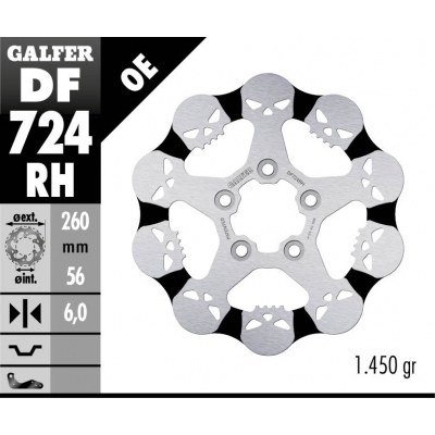 Skull Brake Rotor GALFER DF724RH