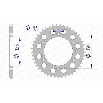 Corona AFAM aluminio 72304 - Paso 520 72304N-44