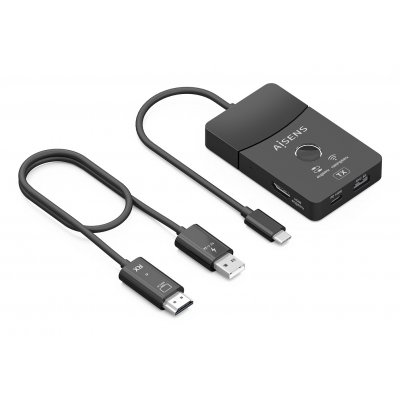 AISENS - DOCKING USB-C A HDMI 1080P@60Hz (INALAMBRICO) 30M, 1xHDMI 4K60HZ (Cable) 2xUSB-C 1xUSB-A 1xUSB-C PD 100W, NEGRO