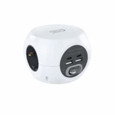 Nanocable Base de 3 enchufes con 2 usb tipo-a + 2 usb tipo-c con interruptor blanco