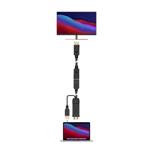 AISENS - CONVERSOR ACTIVO HDMI 2.0 + USB ALIM. A DISPLAYPORT V1.2, HDMI/M-USB/M-DP/H, NEGRO, 10CM