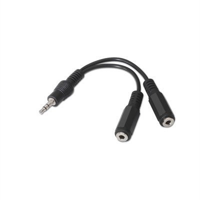 Cable audio nanocable 1 x jack 3.5mm a 2 x jack 3.5mm - macho - hembra - 15cm