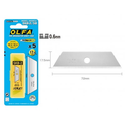 Olfa Pack de 5 Cuchillas de Respuesto para Cutters Olfa SK-4, SK-5, SK-9 y UTC-1 - Acero Inoxidable