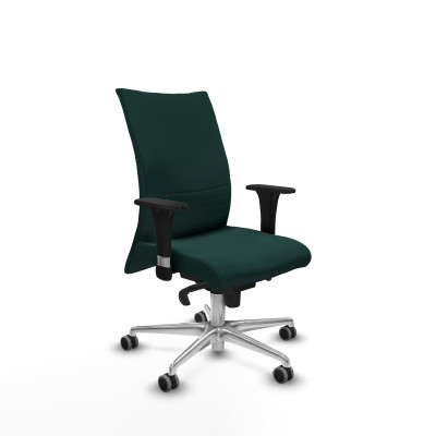Albacete confidente XL sincro similpiel verde botella brazos 1D cromados base aluminio ruedas 65mm engomadas