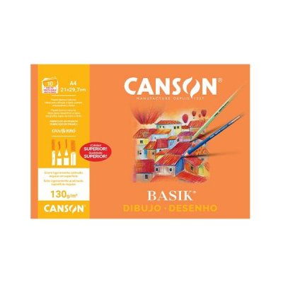 CANSON PAQ.10 LAMINAS DIBUJO BASIK 130G A4