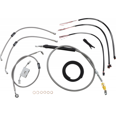 Kit completo de cable de manillar/línea de freno en acero inoxidable trenzado LA CHOPPERS LA-8157KT2-19