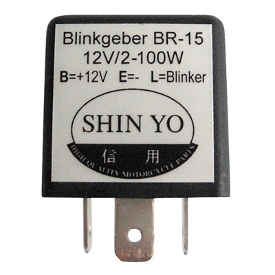 Relé electrónico para intermitentes SHIN YO SY-02 3 polos 12 VDC 1-100W 208-020