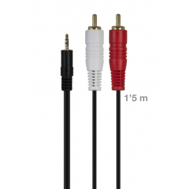 Cable de señal de audio Jack 3'5 mm macho 2 RCA macho Fonestar JACKRCA-MM-1-5