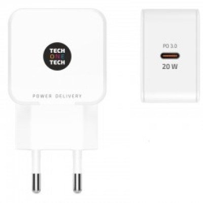 TechOneTech Cargador de Pared USB-C PD 3.0 5V-15V 20W - Ultrarapido