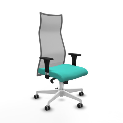 Albacete malla sincro malla gris similpiel turquesa brazos 1D base blanca ruedas 65mm engomadas