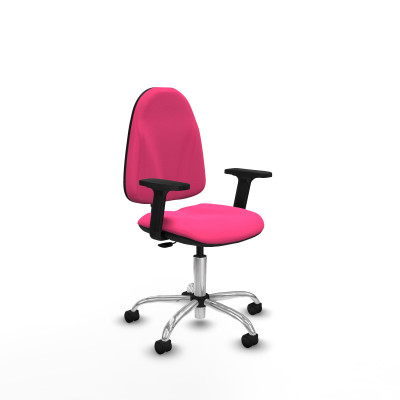 Algarra CP similpiel rosa brazos 2D base cromada ruedas nailon 50mm