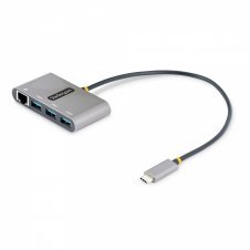 StarTech.com Hub Adaptador USB-C con Ethernet de 3 Puertos USB-A - Red Ethernet Gigabit RJ45 - USB 3.0 5Gb - Alimentado por el Bus - Cable de 30cm - L