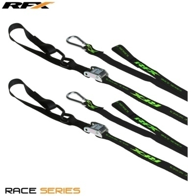 Correas de amarre RFX serie Race 1.0 (negro/Hi-Viz LE) con bucle adicional y clip de mosquetón FXTD3000055LE