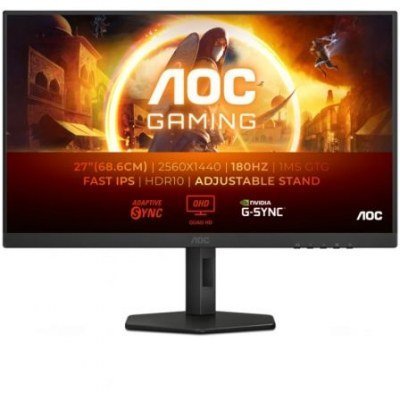 Monitor Gaming AOC Q27G4XF 27/ QHD/ 0.5ms/ 180Hz/ IPS/ Regulable en altura/ Negro