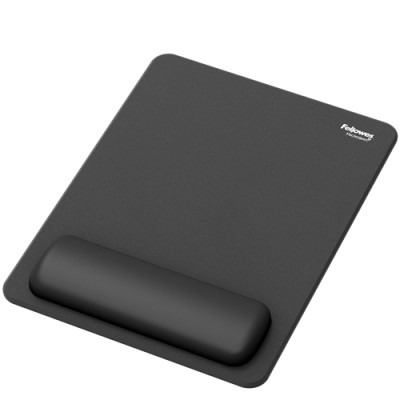 Fellowes Breyta Alfombrilla con Reposamuñecas XL - Revestimiento Antipolvo - Proteccion Antimicrobiana - Tacto Suave - Fabricado con Material Reciclado - 28x21x1.75cm - Color Negro