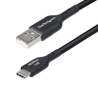 Cable Cargador USB-A a USB-C de 4m - Cable Adaptador USB-A a USB Tipo C - 3A - Cable de Carga y Sincronización - USB 2.0 - Recubrimiento de TPE - M/M - Negro