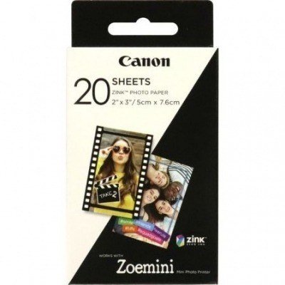 Papel Fotográfico Adhesivo Canon 3214C002/ 5 x 7.6cm/ 20 Hojas/ Compatible con Zoe Mini Q2510A