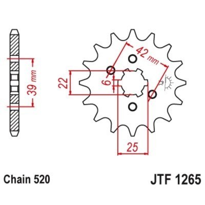 Piñón JT 1265 de acero con 12 dientes JTF1265.12