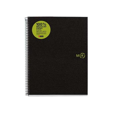Miquel Rius Notebook4 Eco Cuaderno de Espiral Formato A5 - Papel 100% Recuperado Post-Consumo - 120 Hojas de 80gr Microperforadas con 2 Taladros - Cubiertas de Polipropileno Reciclado - Cuadricula 5x5