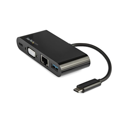 Docking Station USB-C para Portátiles - Mini Replicador de Puertos para Monitor VGA 1080p - Entrega de Alimentación de 60W Passthrough - USB 3.1 Gen 1 Tipo-A 5Gbps, Gigabit Ethernet - Adaptador Multip