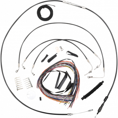 Kit completo de líneas de freno/cables trenzados en vinilo negro LA CHOPPERS LA-8155KT2-13B