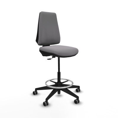 Taburete Elche CP similpiel gris base piramidal ruedas 65mm engomadas