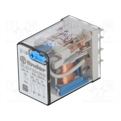 RELE 24Vdc 10A/250Vac 3Ctos Pulsador Prueba FINDER