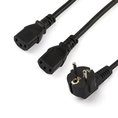 Cable de 2m de Alimentación en Y para Ordenador, 18AWG, EU Schuko a 2x C13, 10A 250V, Cable de Alimentación de CA de Repuesto, para Impresora, para Monitor, UL