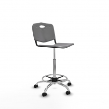 Piqueras y Crespo Taburete Robledo giratorio pl?stico gris claro sin brazos base cromada ruedas engomadas 50mm