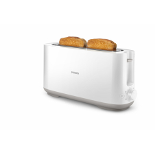 Philips Daily Collection Tostadora de plástico con ranura larga y función para panecillos