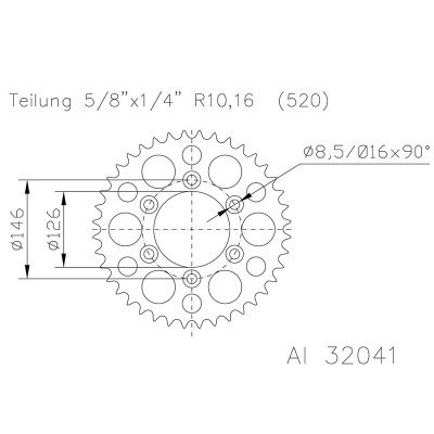 Corona ESJOT Aluminio 51-32041-44 dientes 51-32041-44