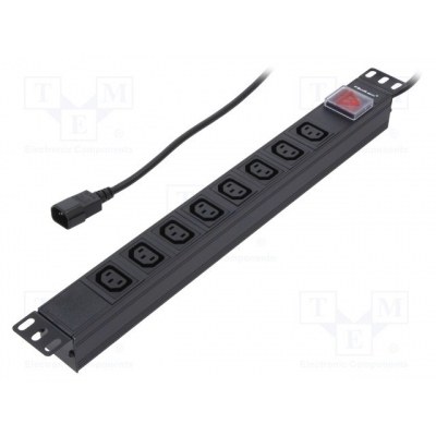 Regleta Rack 8 Enchufes IEC C13 Entrada IEC C14