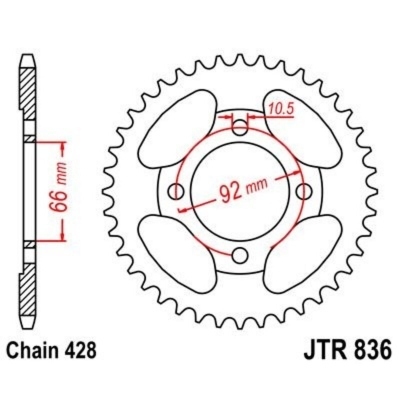 Corona JT 836 de acero con 36 dientes JTR836.36