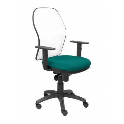 Silla Jorquera malla blanca asiento bali turquesa