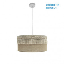 Colgante Ekaterina 2xe27 Blanco/saco Regx50x50 Cm Con Pasamaneria