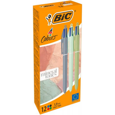 BOLIGRAFO BIC 4 COL. TONOS MINERAL - Pack de 12 unidades