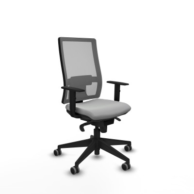 Horna sincro malla gris similpiel gris claro brazos 1D base piramidal ruedas 65mm engomadas