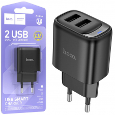 Cargador USB-A X2 Hoco C141A 2.1Amp Negro