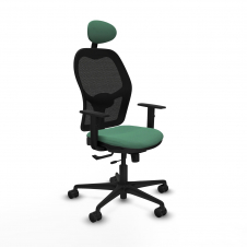 Piqueras y Crespo Jorquera traslack malla negra bali verde esmeralda brazos 1D base nailon cabecero fijo ruedas 65mm nailon