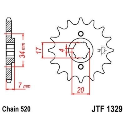 Piñon JT 1329 de acero con 12 dientes JTF1329.12