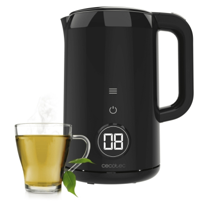 Cecotec Themosense 600 Touch Neo Hervidor de Agua Electrico de 1.7L - 2200W - Tactil - 7 Niveles - Acero Inoxidable - Funcion Mantenimiento de Calor - Base Giratoria 360º - Autoapagado - Color Negro