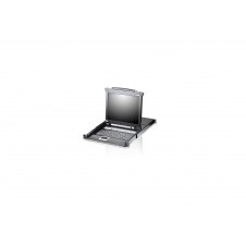 ATEN Consola LCD single rail con switch KVM integrado VGA PS/2-USB de 8 puertos