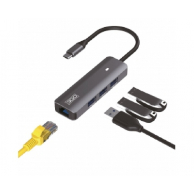 HUB37PETHC base para portátil y replicador de puertos Alámbrico USB 3.2 Gen 1 (3.1 Gen 1) Type-C Gris