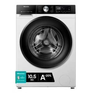 Lavadora Hisense WF3S1043BW3, 10.5kg, 1400rpm, clase A-20%, blanco y negro