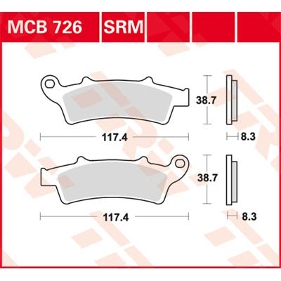 Pastillas de freno sinterizadas scooter serie SRM TRW MCB726SRM