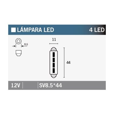 Caja de 10 lámparas 4LED SV8.5*44 SV8.5*44-12V-WHITE