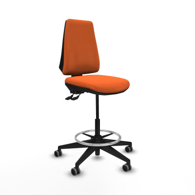Taburete Elche AS bali naranja base piramidal ruedas 65mm engomadas
